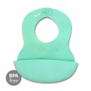 BABYONO Podbradník mäkký plastový s vreckom bez BPA grey 6m+