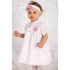 Bielo/ružové bavlnené šaty s čelenkou